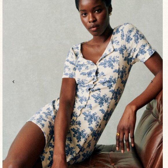 Sézane Léa Dress | Fiori Blue Print - Picture 1 of 16